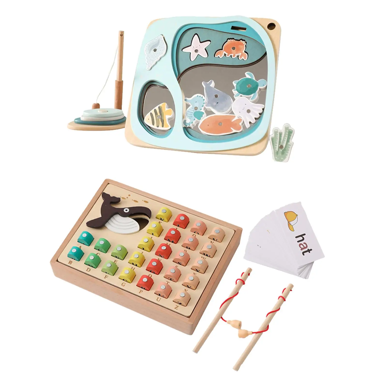 Wooden Magnetic Fishing Game Fine Motor Skills Educational Cognition Learning - £21.10 GBP+