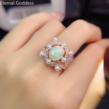 925 Sterling Silver Ring Women&#39;s White Fire Natural Opal Ring Fashion Party Unli - £57.85 GBP