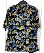 Hawaiian Style Shirt - Island Scene, Hulu and Drums  Print Pattern - Sz XL - £23.36 GBP