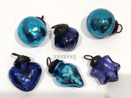 Kugel Vintage Style Rare Turquoise Blue Mini Mercury Glass Christmas Orn... - £17.29 GBP