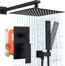 Black Shower Faucet Set Bathroom, Luxury Rain Shower Head And, Valve Inc... - £98.69 GBP