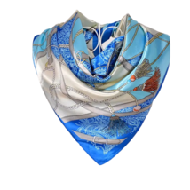 Anyyou Scarf for Women Sky Blue Printed Polyester Silk Big Square Silk 9... - €15,26 EUR