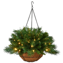 Pre-Lit Artificial Christmas Hanging Basket, Tiffany Fir, Decorated with... - €37,81 EUR