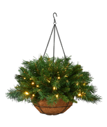 Pre-Lit Artificial Christmas Hanging Basket, Tiffany Fir, Decorated with... - $61.42 CAD