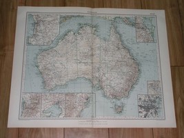1927 Map Of Australia / Melbourne Sydney Canberra Perth Brisbane Inset Maps - £20.47 GBP