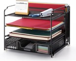 Simple Trending 4-Trays Mesh Office Supply Desk Organizer, Desktop, Black - £25.75 GBP