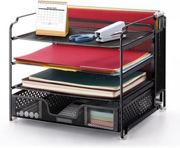 Simple Trending 4-Trays Mesh Office Supply Desk Organizer, Desktop, Black - $32.98