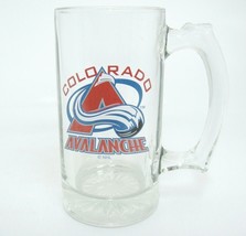 Colorado Avalanche Logo Clear Glass Mug Tankard Thumb Rest 5.5&quot; Tall NHL... - £5.87 GBP