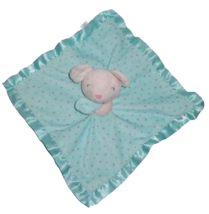 Carters Pink Mouse Aqua Teal Blue Flowers Baby Security Blanket Satin Lovey - $17.79