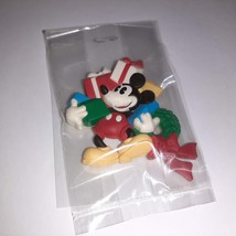 Disney Mickey Mouse Christmas Gift Pinback Button Vintage 80s - £9.41 GBP
