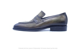  Men&#39;s Handmade Green Patina Leather Loafers Formal Custom Made Shoes - £127.58 GBP