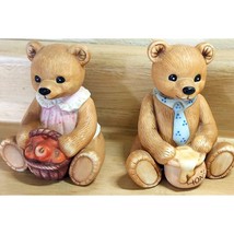 Homco Ceramic Bears #1405 Honeypot &amp; Apples Girl &amp; Boy Set See Pictures - $9.89