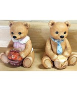 Homco Ceramic Bears #1405 Honeypot &amp; Apples Girl &amp; Boy Set See Pictures - €8,57 EUR