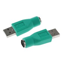 Usb To Ps2 Adapter 2Pcs Green Ps/2 Female To Usb Male Converter Adapter For Mous - £11.96 GBP