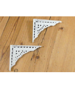 2 Shelf Braces Wall Brackets Cast Iron SMALL 5 x 4 Corbels Distressed Wh... - $261.37 MXN