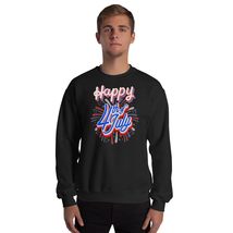 Happy 4th Of July Patriotic American Unisex Sweatshirt Black - $29.39+