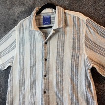 Without Walls Button Up Shirt Mens Large White Striped Textured Casual B... - $13.89