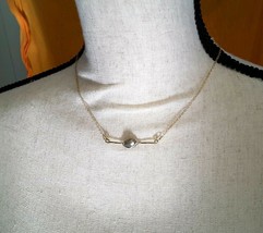 NEW Natural Labradorite Silver Wire Wrapped Gold Bar Necklace, 14k Gold Vermeil - £54.35 GBP