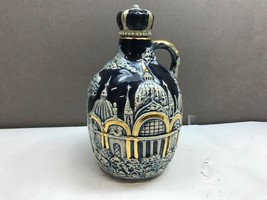 Vintage BLUE GOLD Painted DECANTER No Maker MARK includes STOPPER - £49.05 GBP