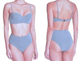 $95 Onia Dotted Bikini Bottom Large 10 12 Brief High Waist Full Coverage... - $27.03
