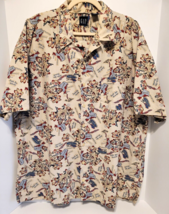 Vtg GAP Mens Sz 2XL Floral Tropical Island Map Hawaiian Buttoned Shirt - $16.10