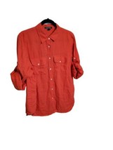 Ralph Lauren RLR Oversized 1X Red Linen Button Up Shirt Tunic Roll Rab Sleeve - £21.23 GBP