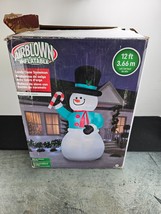 12 Ft Tall LED Christmas Snowman with Candy Cane Inflatable by Gemmy OPEN BOX - £71.16 GBP