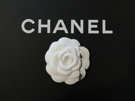 New AUTH CHANEL White Silver Plastic Camellia Sticker 2.25" 2018 Holiday Special - $38.79