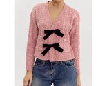 Adelyn Rae Lauren Bow Front Jewel Cardigan Blush - $44.00