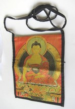 Handsewn Cotton Embroidered Bag with Zippers - Buddha on Lotus stand,Foo... - £3.83 GBP