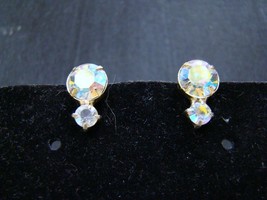 Vintage Beautiful Rhinestone Clip-On Gold-Toned Earrings, Unique Accessories - £5.58 GBP