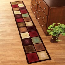 Extra-Long Nonslip Floor Runners Accent Rugs Latex Backing Optic Squares 2 Sizes - £27.37 GBP+