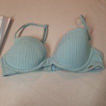 PINK Victoria Secret Swim Bikini Top Blue XS Lightly Padded Underwire Be... - £10.94 GBP