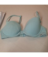 PINK Victoria Secret Swim Bikini Top Blue XS Lightly Padded Underwire Be... - £11.03 GBP