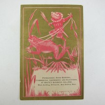 Victorian Trade Card Whites Business College New Bedford MA Anthropomorphic Frog - £15.97 GBP