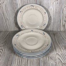 5 Vintage Brick Oven Aunt Rhody Blue Goose Saucers Excellent Condition - $23.76