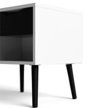 Atlin Designs 1-Drawer Modern Wood Nightstand in White/Black Matte - £74.74 GBP