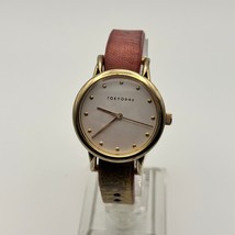 Tokyo Bay Gold Tone St. Steel Leather Women’s Watch Working New Battery - $16.42