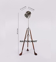 Search Light With Wooden Base Tripod Floor Lamp By Nauticalmart - £157.48 GBP