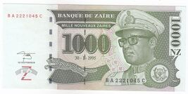Zaïre - 1000 Nouveaux Zaires 1995 - Billets de Banque Note - P 66a, - $10.93