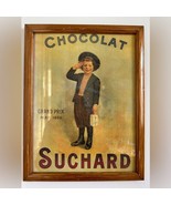 Vintage French framed posted CHOCOLAT SUCHARD GRAND PRIX PARIS 1900 chil... - $53.90