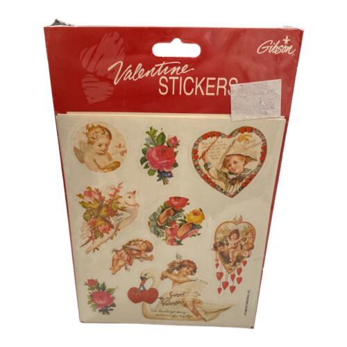 Vintage 1994 Gibson Hearts Cherubs Angel Valentine's Day 2 Sheets Stickers *New - £7.99 GBP