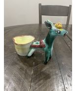 Vintage Donkey Pulling Cart Majolica Jardinière Planter Italy 336/201 - $41.45 CAD