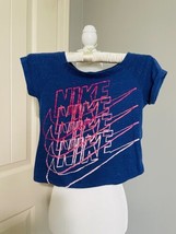 Girls The Nike Tee Blue Crop short sleeve shirt size S - £9.59 GBP