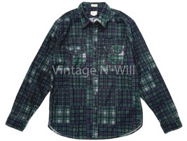 J.Crew Mens Classic Fit Corduroy Patchwork Navy Green Garment-dyed Work Shirt  - £37.32 GBP