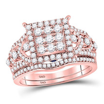 14kt Rose Gold Round Diamond Vintage-inspired Bridal Wedding Ring Set 1-1/6 Ctw - £1,198.01 GBP