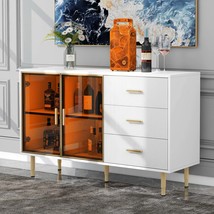 Modern White Sideboard: Marble Top &amp; Gold Legs - $383.99