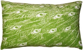 Peacock Green Relief Throw Pillow 12x20, with Polyfill Insert - £31.93 GBP