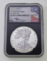 2019-W S $1 Americano Plateado Águila Graduado Por NGC Como PF70 Muy Camafeo - $181.91