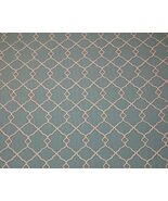 BALLARD DESIGN ARDEN SPA BLUE FRETWORK TRELLIS OUTDOOR FABRIC 1.1 YARDS ... - $16.82